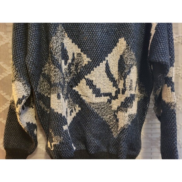 Vintage Mens Sweater Large Geometric Acrylic Cosby Preppy Old Money Aspen Lodge - Picture 13 of 16